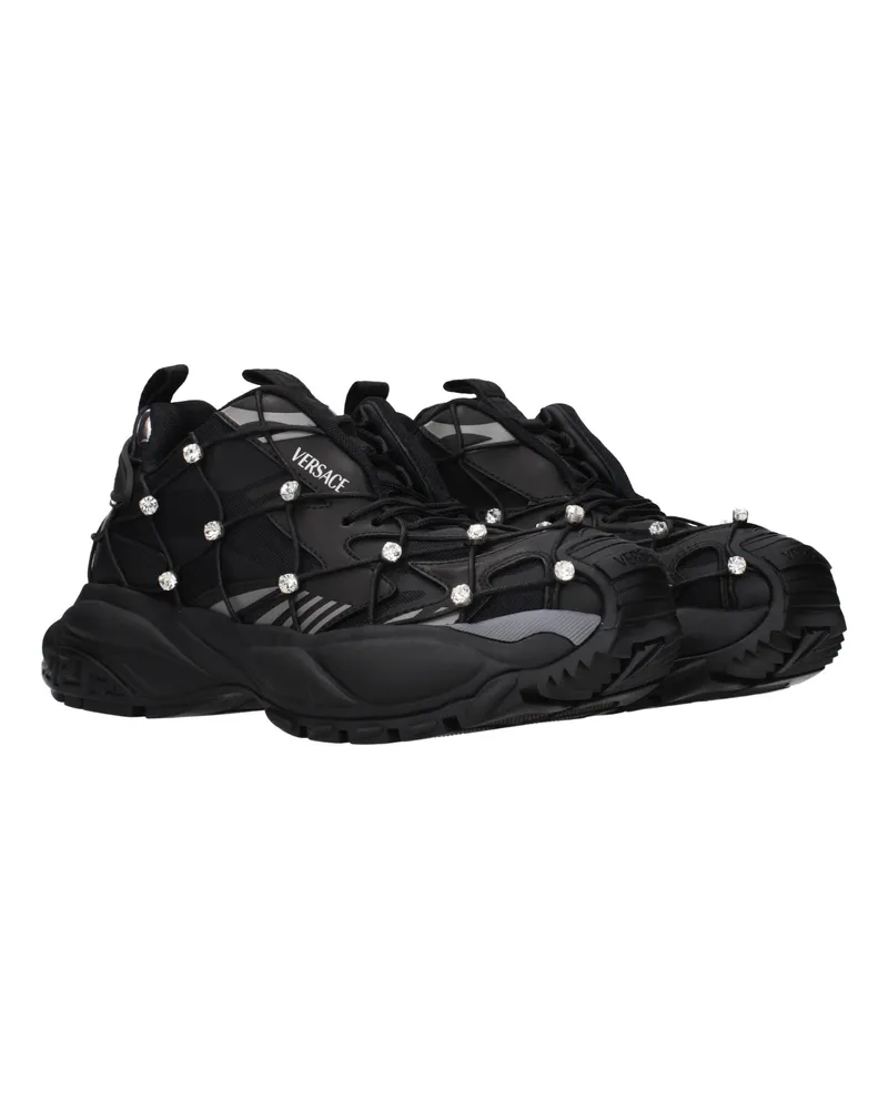 Versace Women's Black Fabric Chunky Sneakers Black