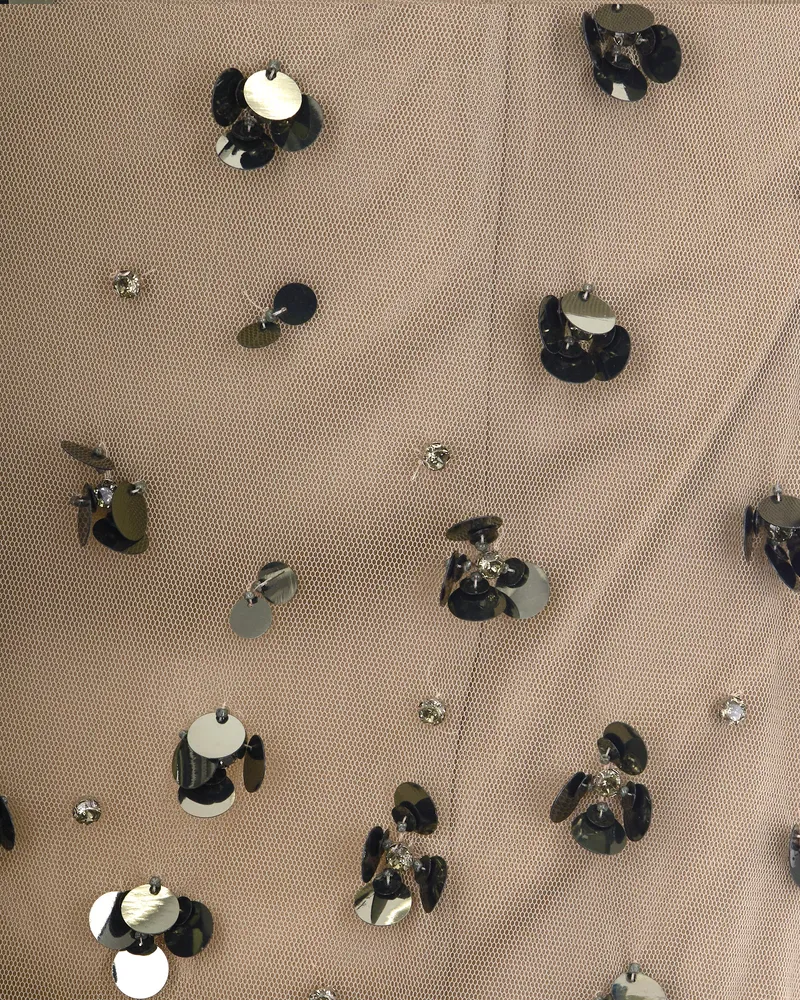 Liu Jo Women Skirt Tulle Midi Floral Embroidery Dark Olive Polyester Olive
