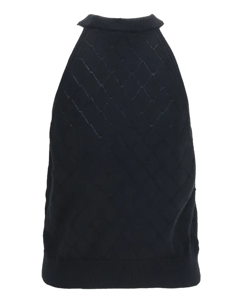 Balmain Women's Sleeveless Wool Crewneck Top Noir Merino Ovis Aries Black