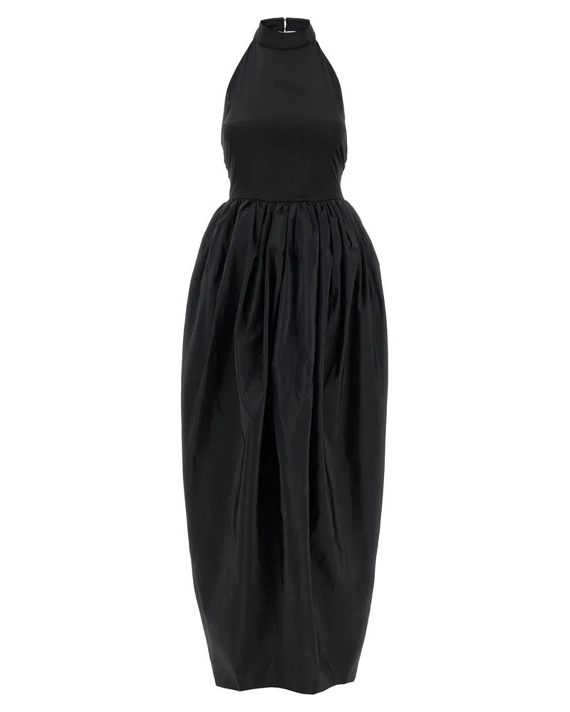 ROTATE Birger Christensen Satin Taffeta Maxi Dress — Black Black