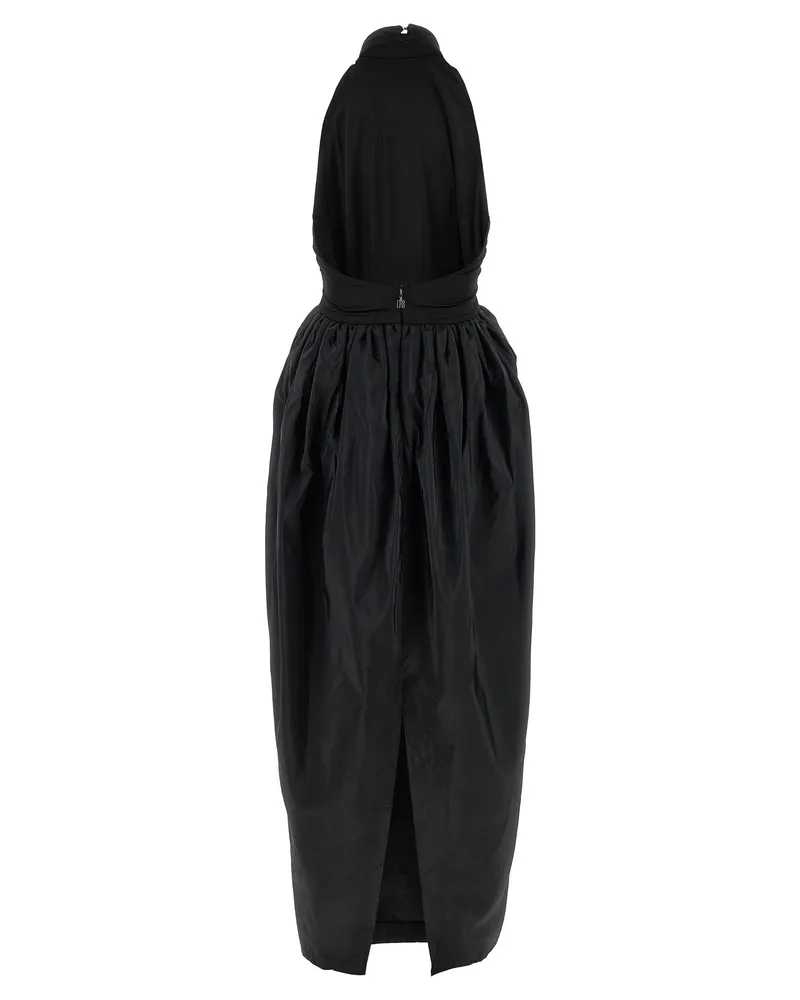ROTATE Birger Christensen Satin Taffeta Maxi Dress — Black Black