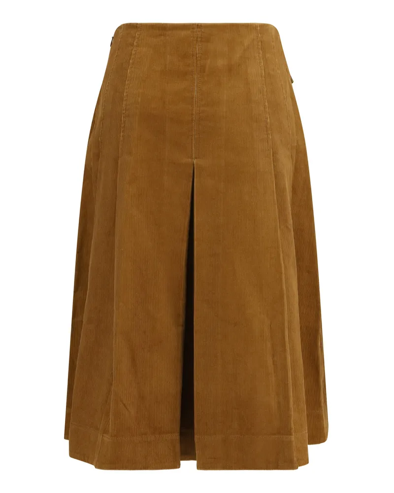 Tory Burch Corduroy Pleated Skirt — Orange Orange