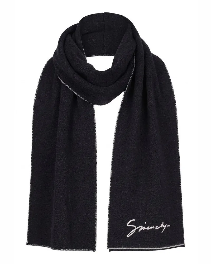 Givenchy Men's Bicolor Wool Scarf Black