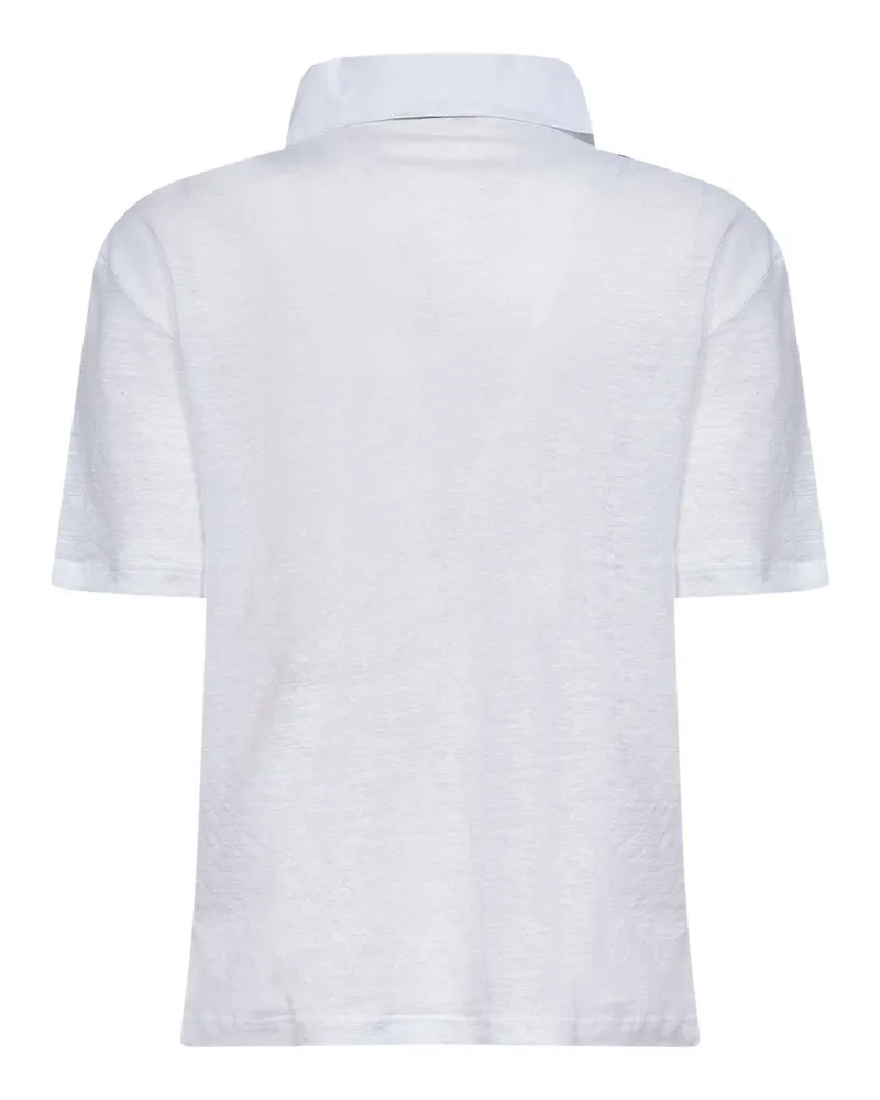 Blanca Women's Polo Shirt White Linen Tops White