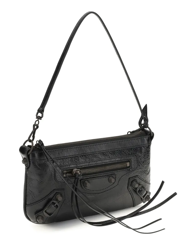 Balenciaga Women's Le City Clutch Bag Black Lamb Ovis Aries Shoulder Black