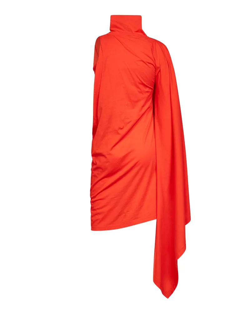 Balenciaga Women Draped Midi Dress Orange Cotton Orange