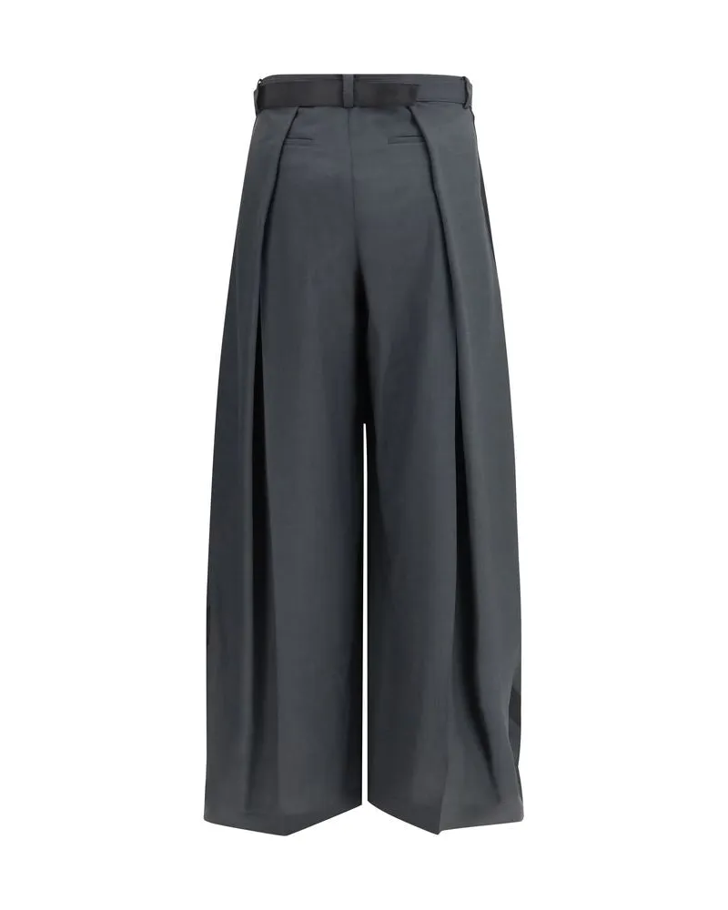 Sacai Women's Gray Polyester Casual Pants Gray