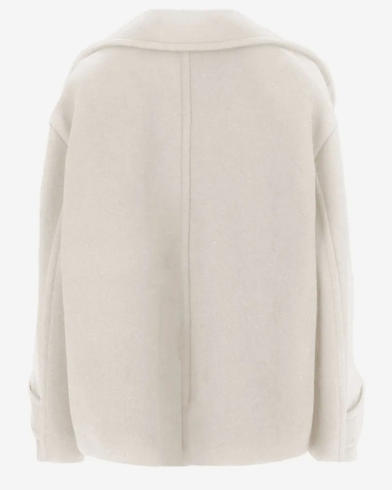 Chloé Women's Coat Oversized Short Wool Blend Ivory White