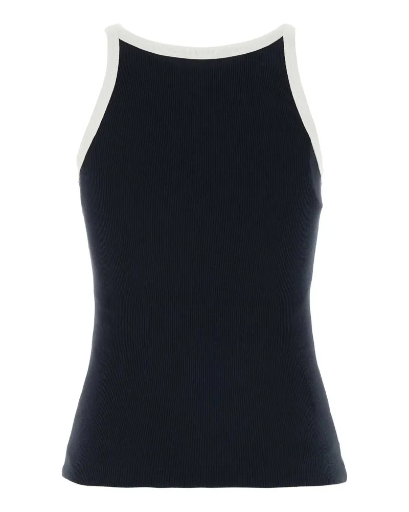 Prada Ribbed Cotton Tank Top — Navy Navy