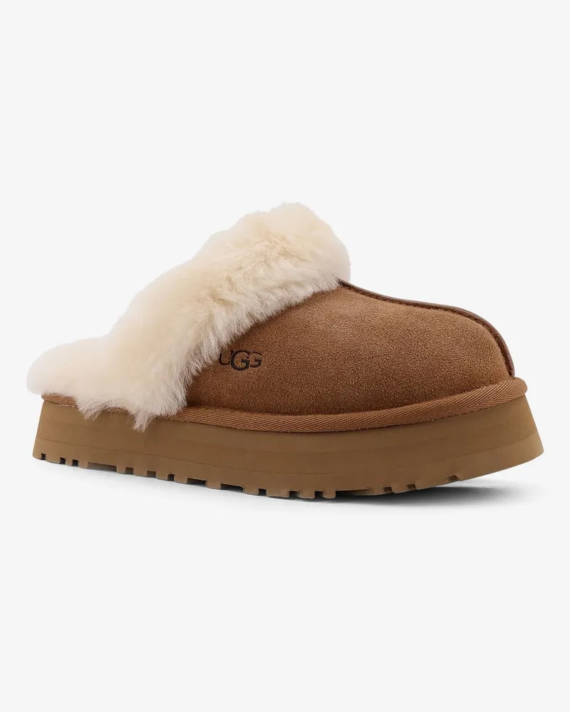 UGG Women's Slip-On Sandals Disquette Suede Brown Brown