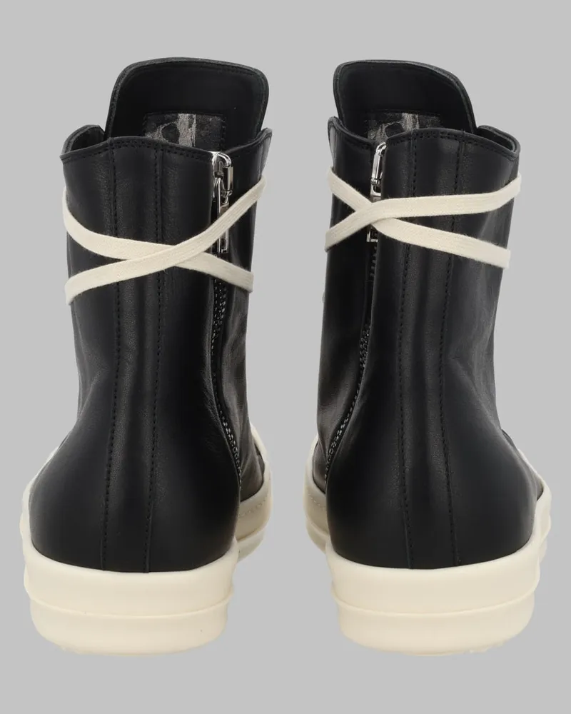 Rick Owens Leather Sneakers — Black Black