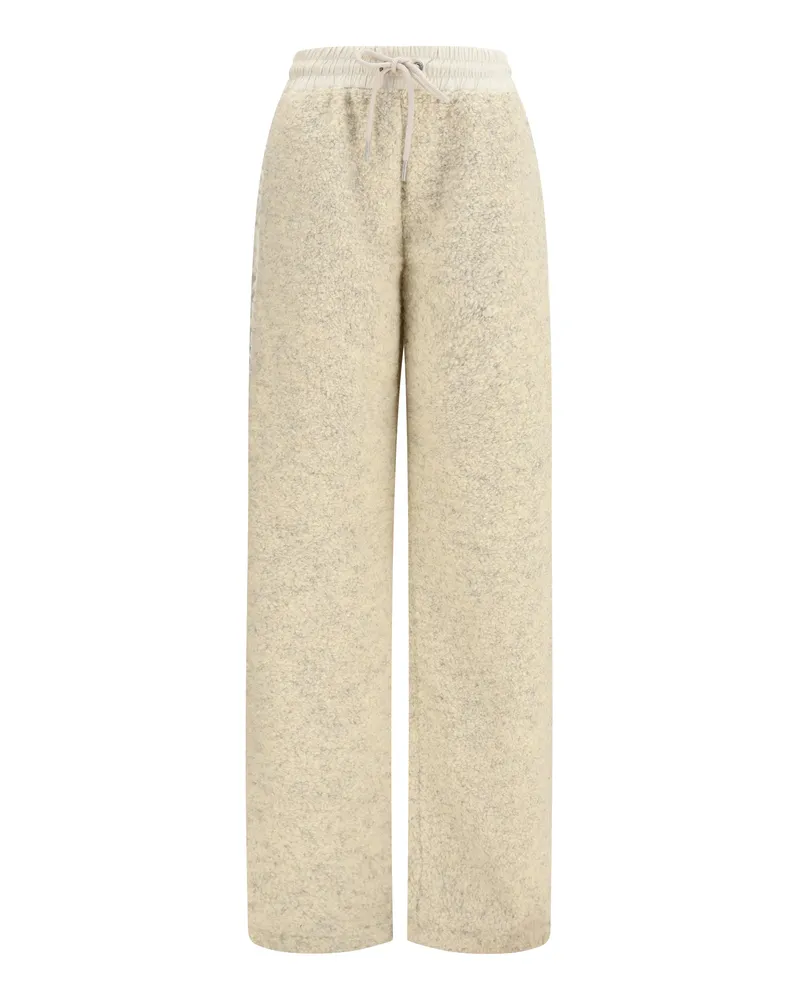 Moncler Teddy-Effect Fleece Sweatpants — White White
