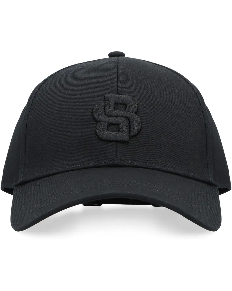 HUGO BOSS Men's Boss Logo Baseball Cap Black Cotton Hat Black
