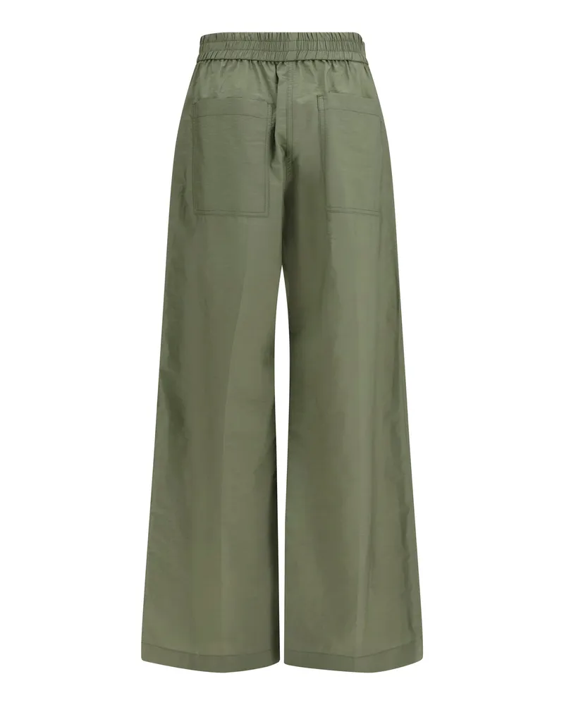 Brunello Cucinelli Women's Pants With Elasticated Waist Eucalipto Cotton; Polyamide Trousers Eucalipto