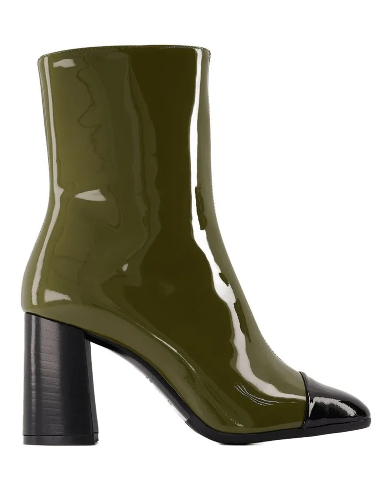 Carel Women's Donna Boots -  Patent Leather Khaki-Black Calfskin Shoes Khaki