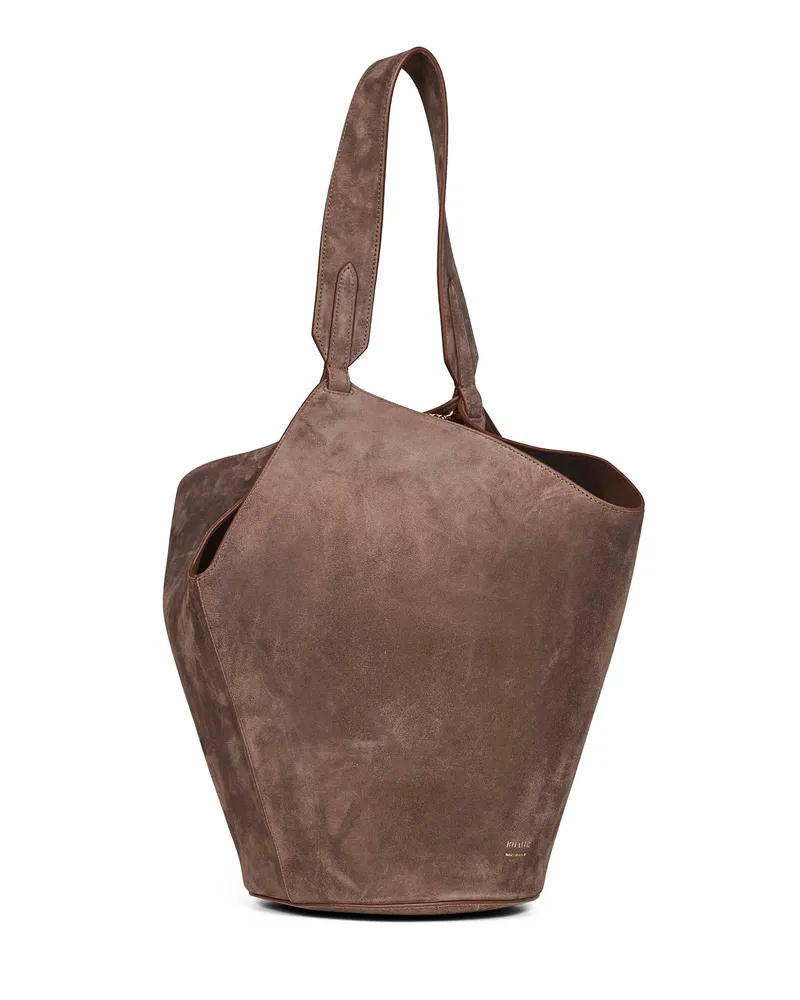KHAITE Women's Tote Bag Cedar Lotus Mud Calfskin Shoulder Brown