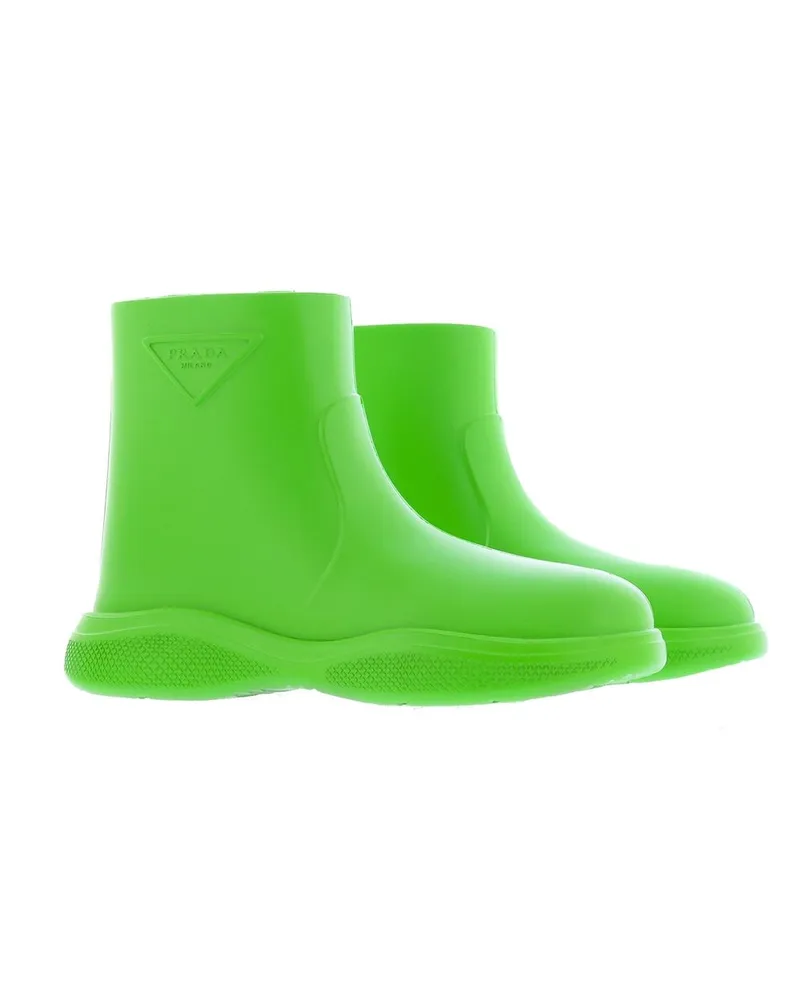 Prada Women's Bicolor Rubber Rain Boots Green
