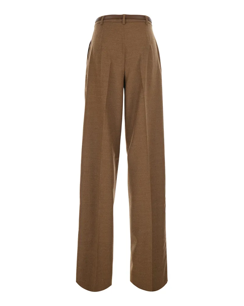 Max Mara Women's High-Waisted Mstlago Trousers Brown Wool Brown