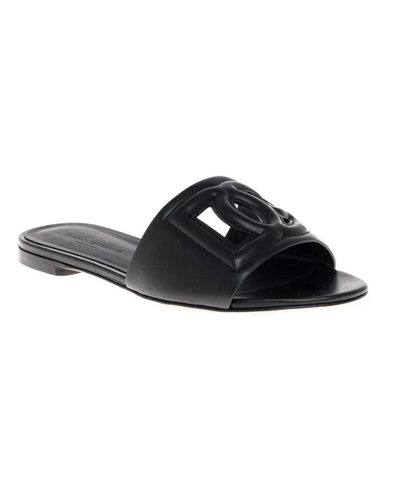 Dolce & Gabbana Women's Slip-On Sandals Black Leather Lambskin Black