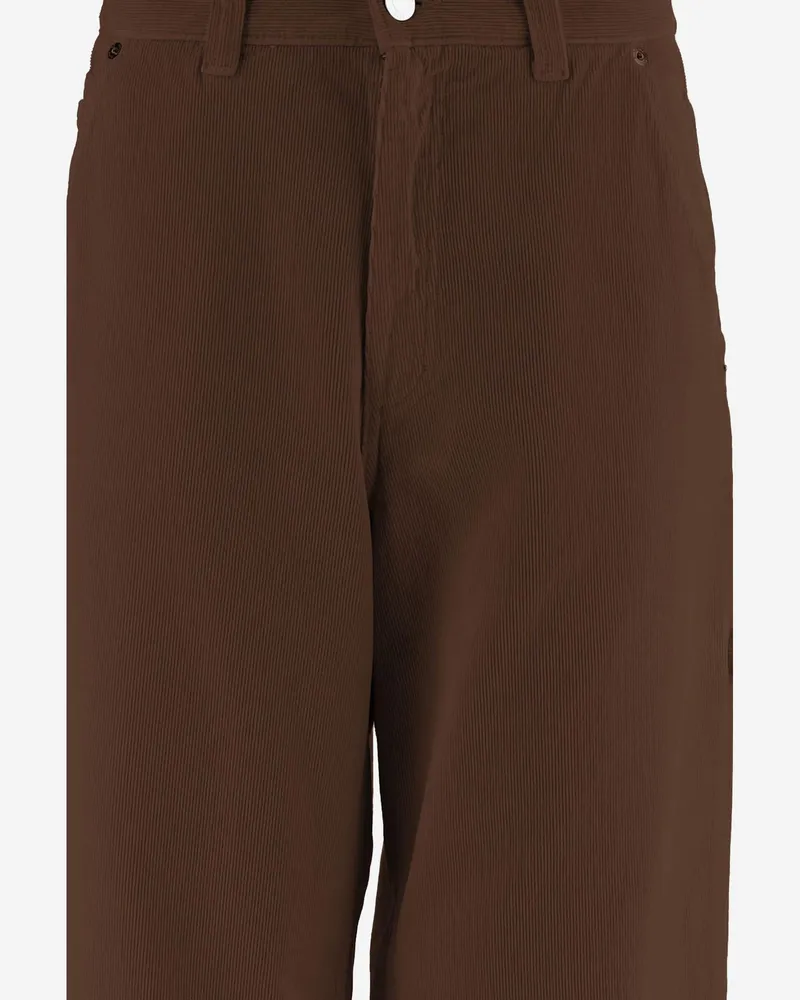 Haikure Women's Pants Ribbed Cotton Velvet Brown Trousers Brown