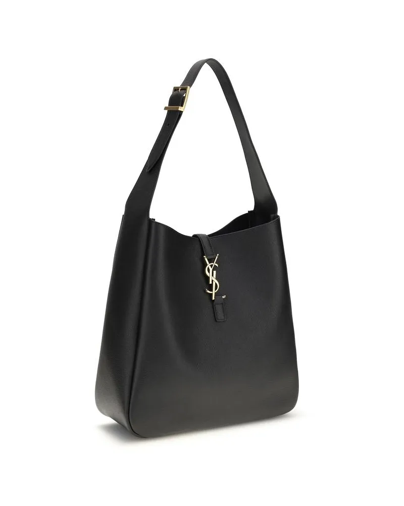 Saint Laurent Women's Black Calf Leather Bos Taurus Shoulder Bag Black