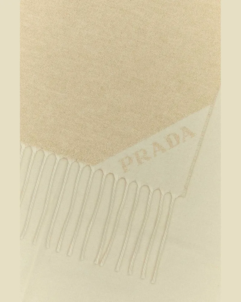 Prada Women's Sand Silk Blend Scarf Platino+bianco Sciarpe E Foulard Scarfs Beige