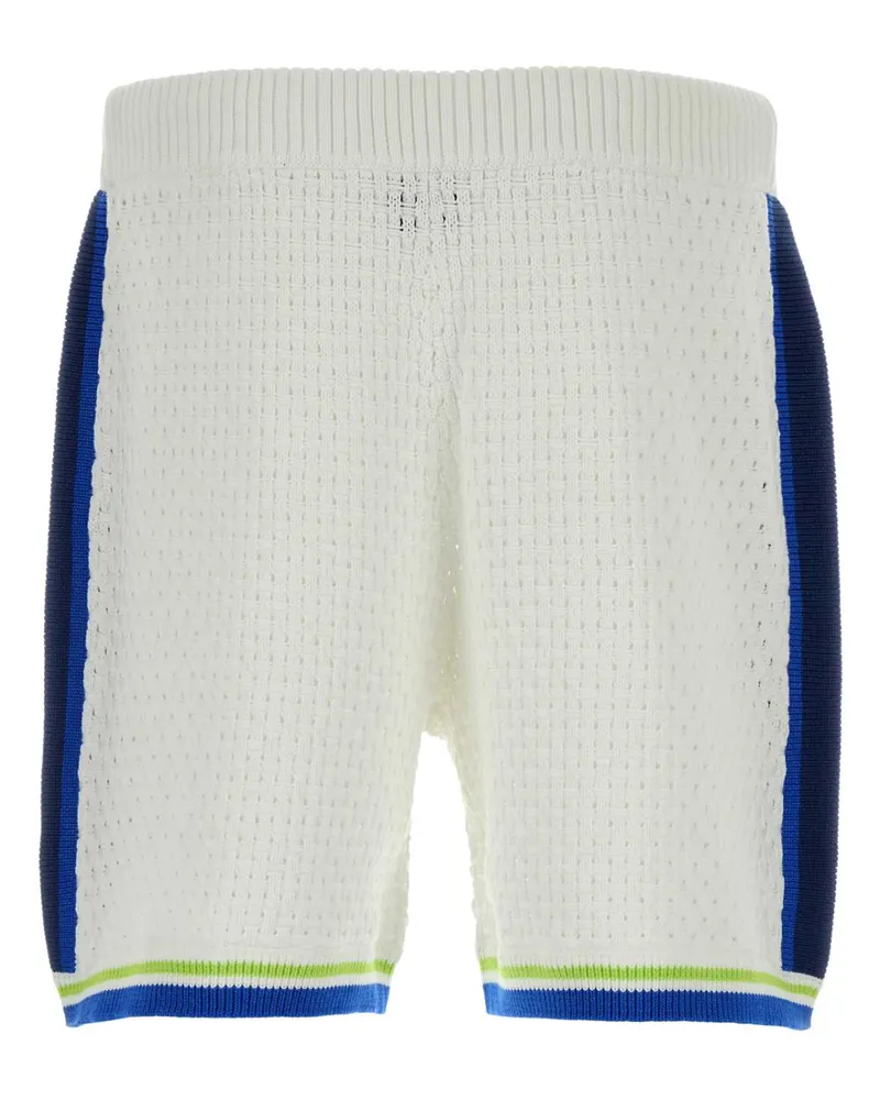Casablanca Paris Men White Crochet Bermuda Shorts Whiteblue Exterior: Cotton Polyester White