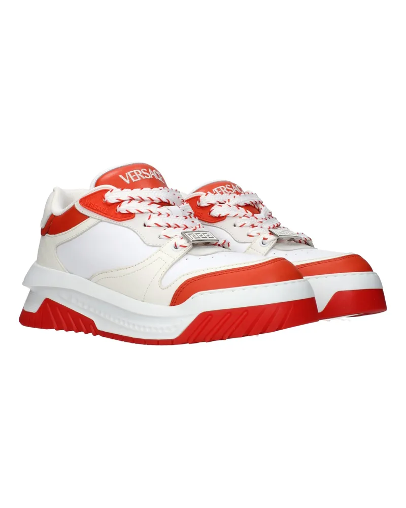 Versace Men's White Leather Athletic Sneakers White