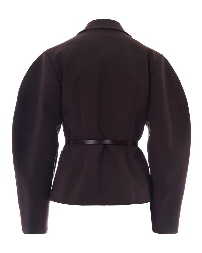 P.A.R.O.S.H. Women Double-Breasted Virgin Wool Blazer Dark Brown Jacket Brown