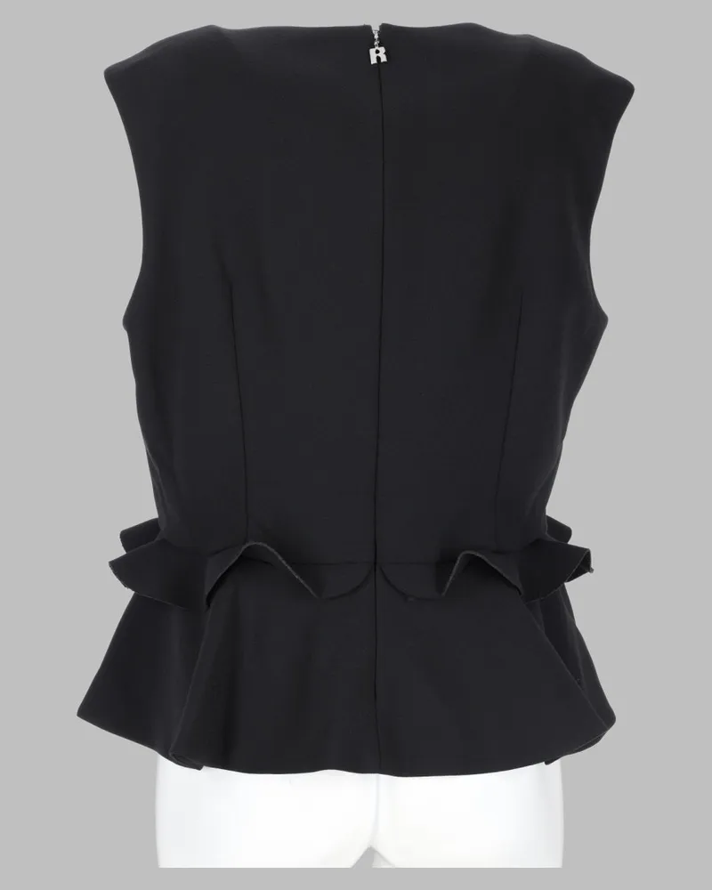 ROTATE Birger Christensen Floral Appliqué V-Neck Blouse — Black Black