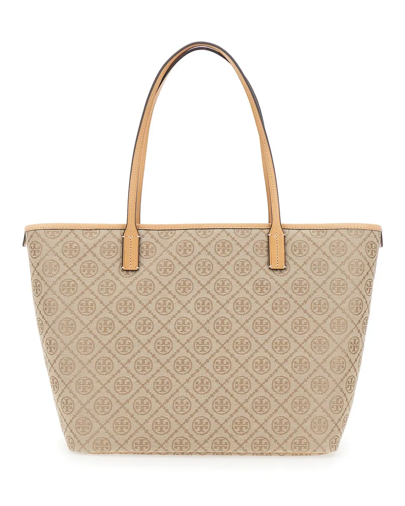 Tory Burch Women's Tote Bag Beige Canvas Cotton Beige