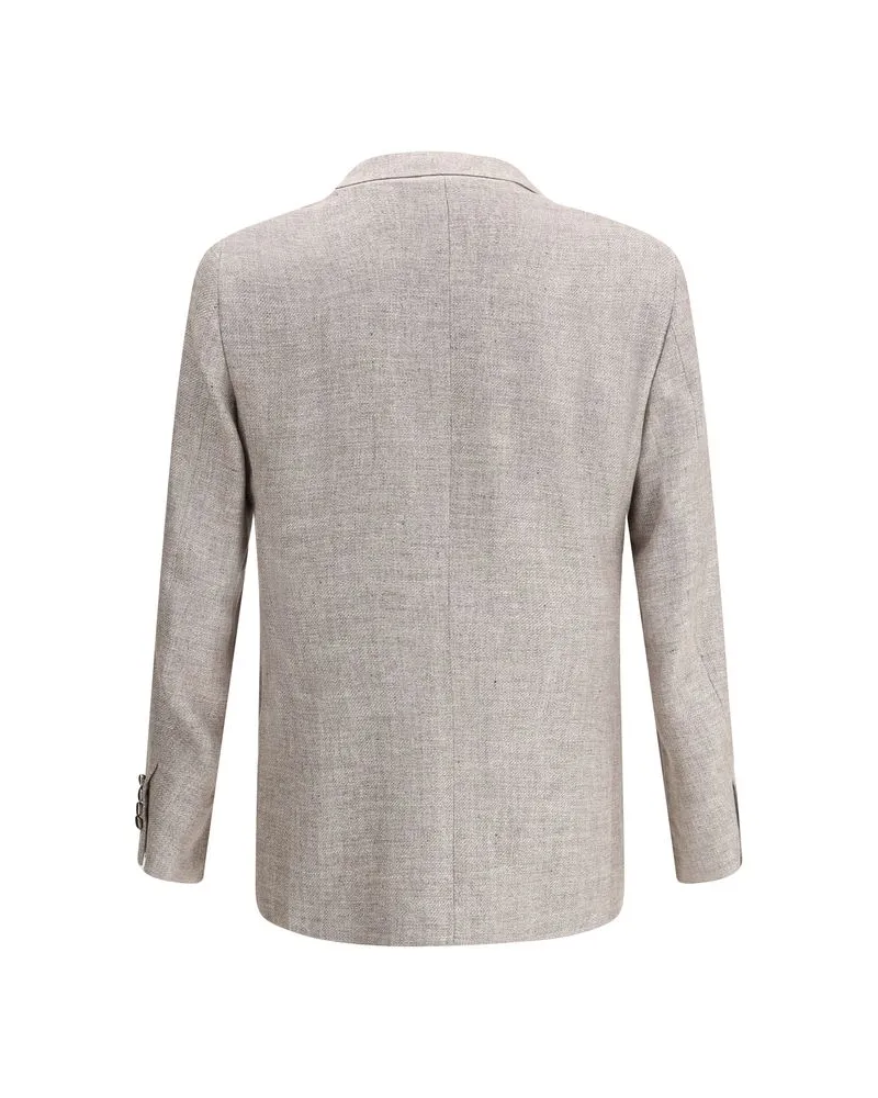 Brunello Cucinelli Men's Light Brown Linen Blazer Clothing Brown
