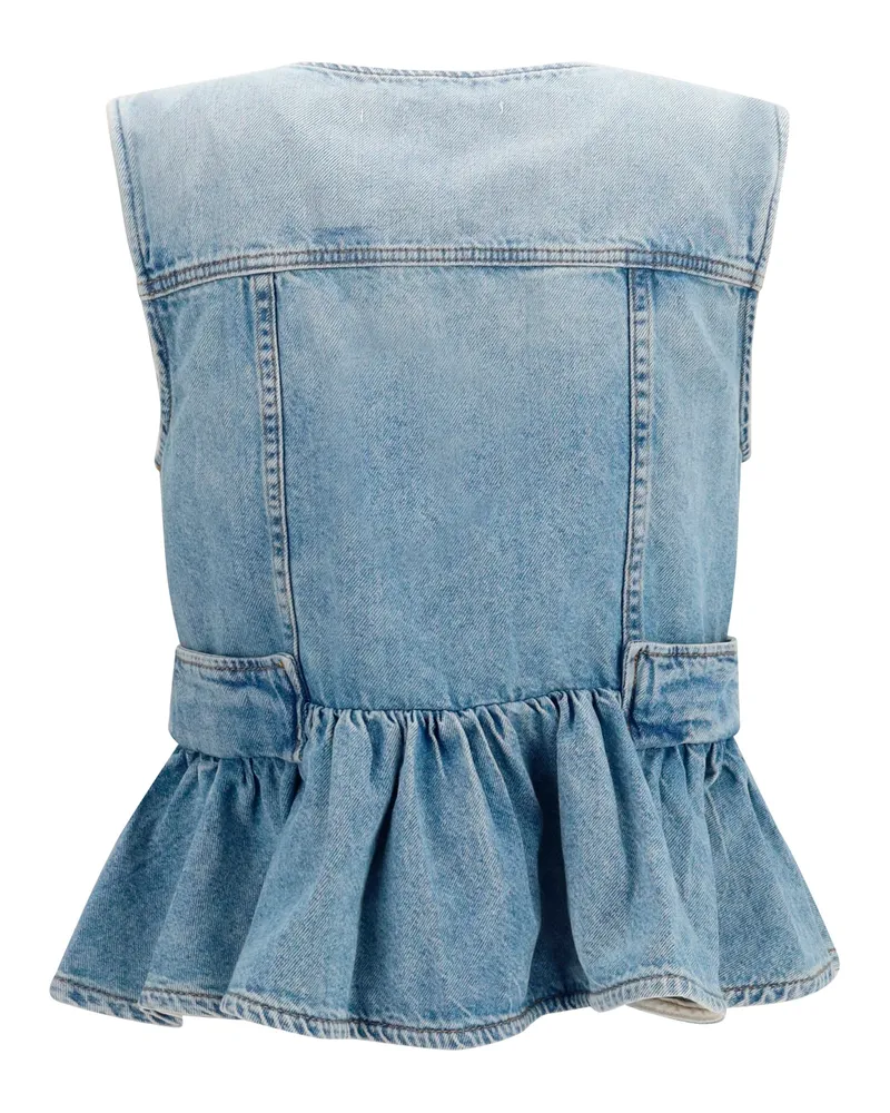 Ganni Women's Denim Vest Light Blue Vintage Cotton Tops Top Blue