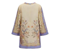 Women's Indra Floral Tunic Dress Biscuit Scarf Linen