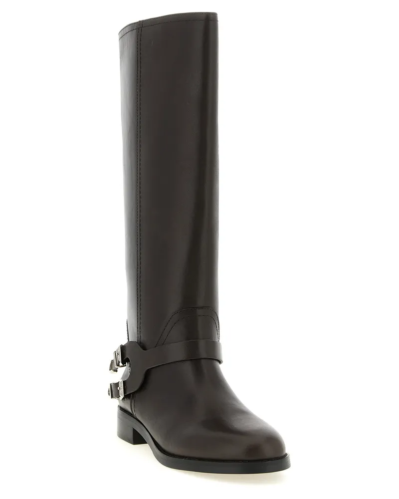 Pinko Equestrian Buckle Boots — Black Black