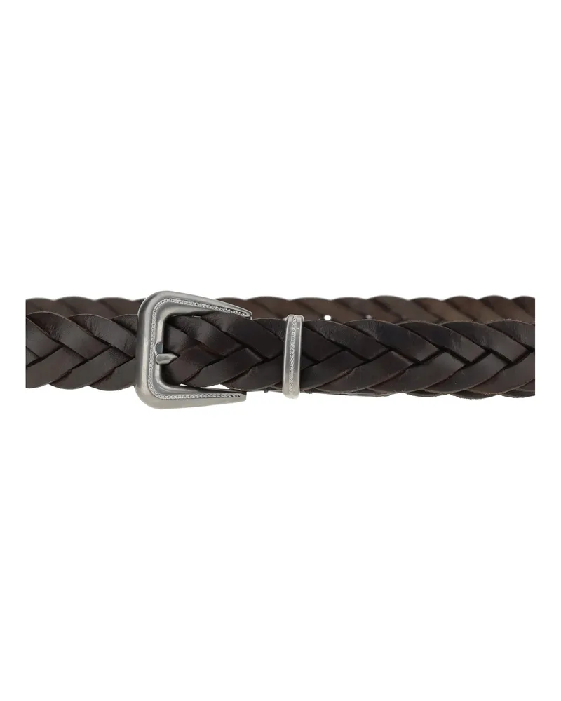 Brunello Cucinelli Braided Calf Leather Belt — Brown Brown
