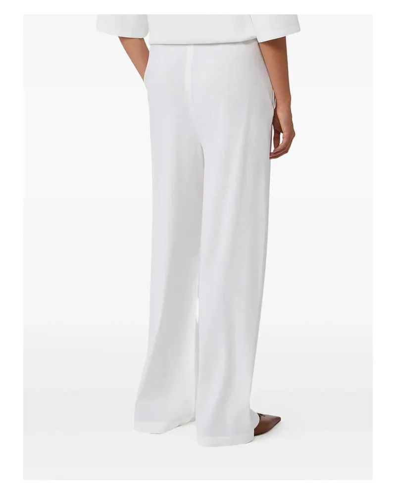 Max Mara Wide-Leg Linen Blend Trousers — White White