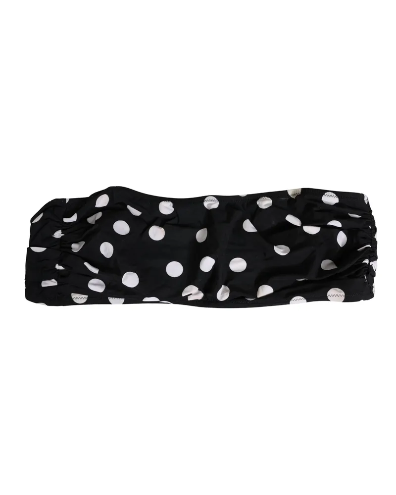 Dolce & Gabbana Women's Black White Polka Dot Bandeau Beachwear Swimwear And Elastane Nylon Clothing Black