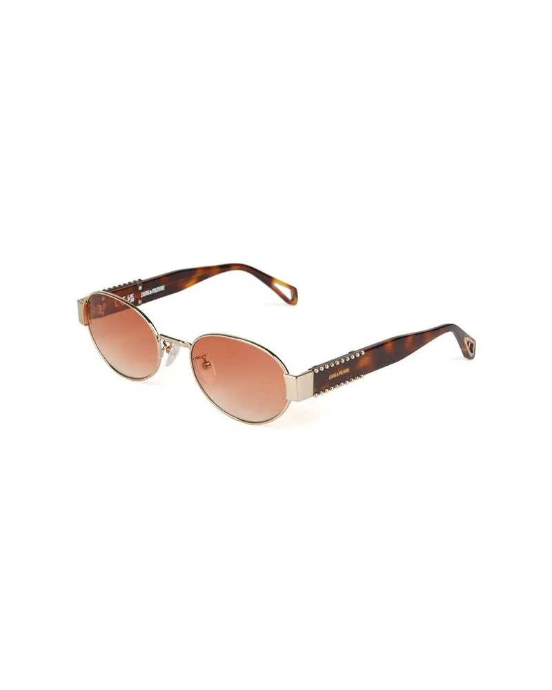 Zadig & Voltaire Unisex Sunglasses Shiny Light Gold Stainless Steel Eyewear Gold