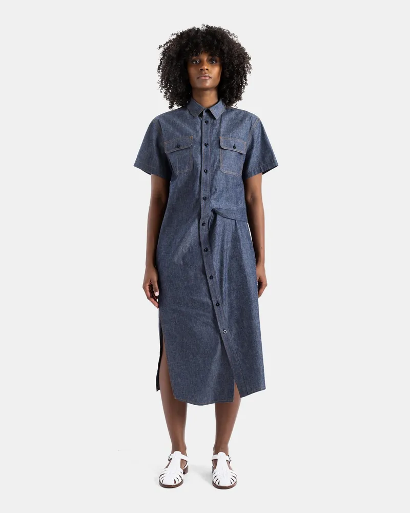 Sacai Women's Light Denim Shirt Dress Blue Blue