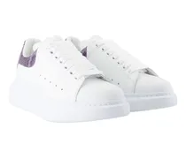 Python-Trim Calfskin Sneaker — White