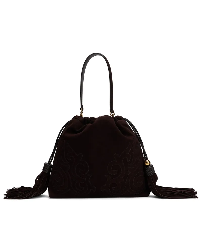 Etro Women's Leather Handbag With Tassels Brown Handbags Hand Bags Brown