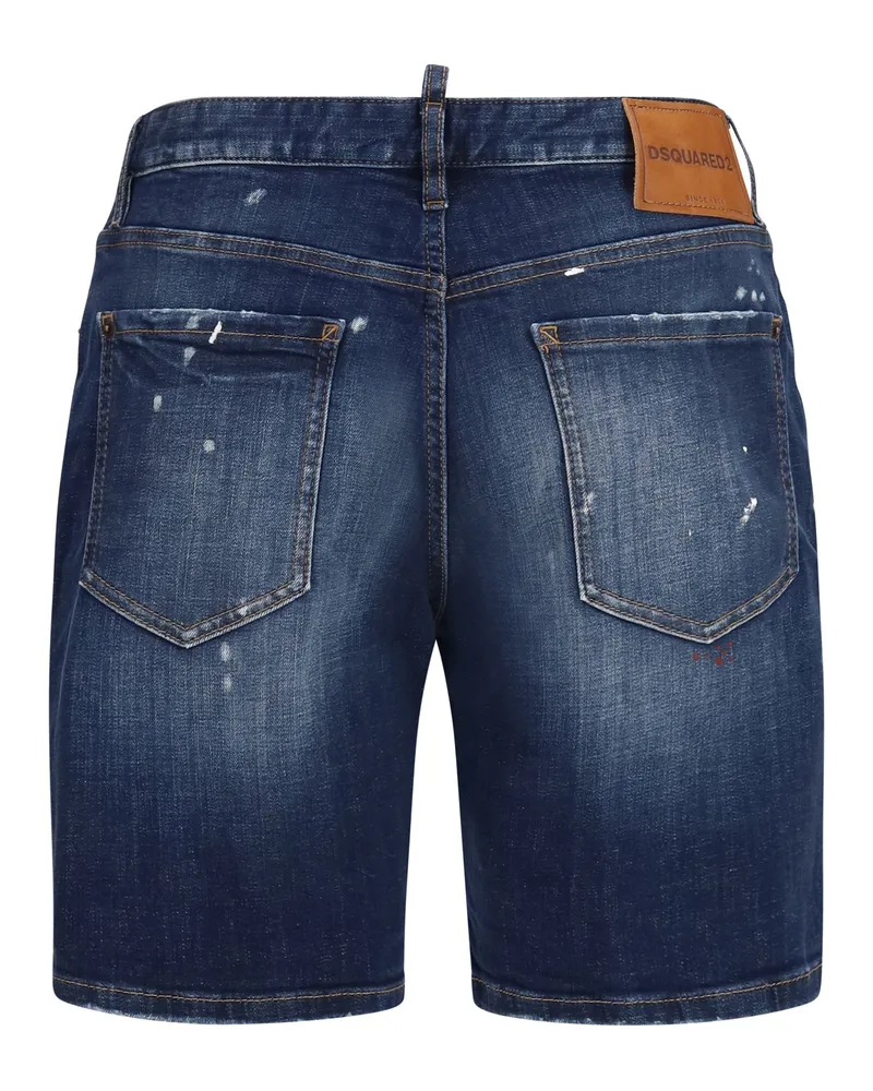Dsquared2 Men's Distressed Denim Shorts Navy Blue Cotton Bermuda Navy