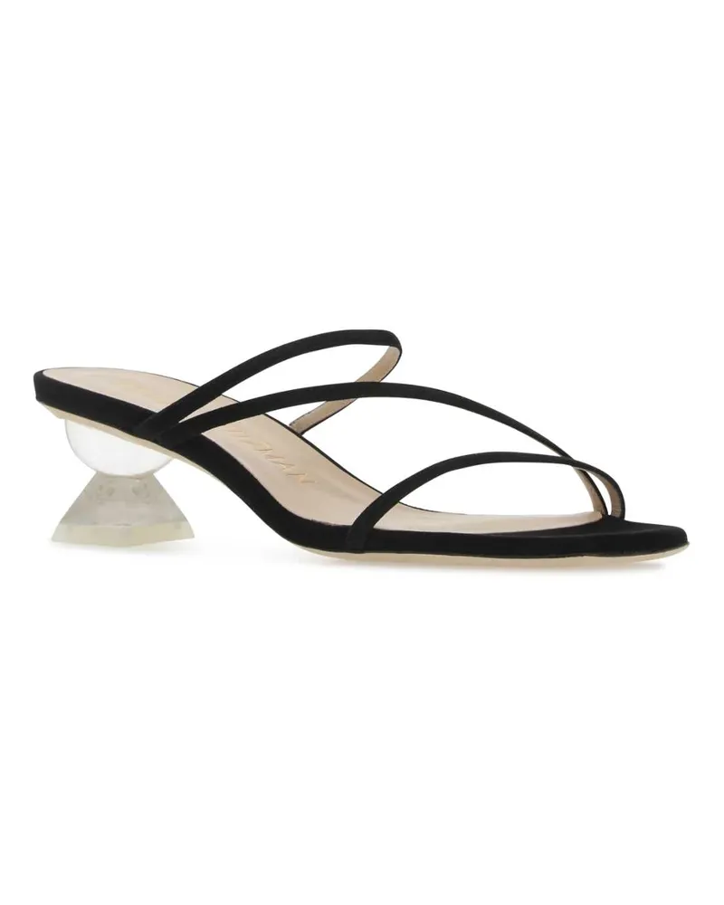Stuart Weitzman Women's Black Suede Lucite Sculpt Mules Blk Sandali Sandal Black