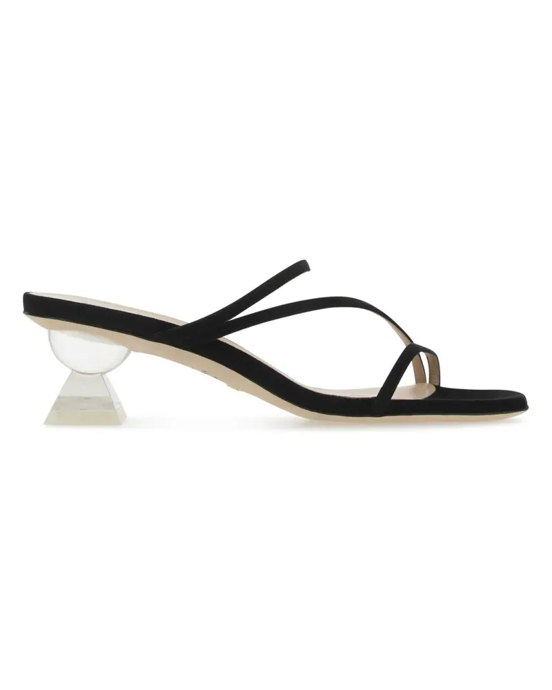 Stuart Weitzman Women's Black Suede Lucite Sculpt Mules Blk Sandali Sandal Black