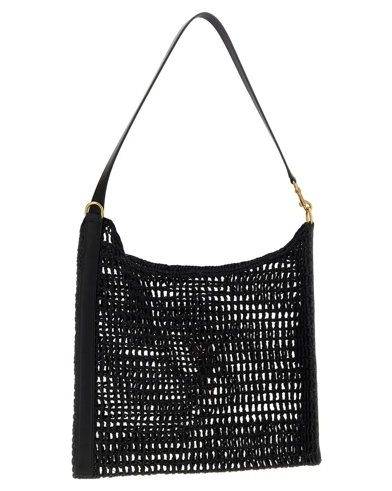 Saint Laurent Women's Black Raffia Shoulder Bag Black
