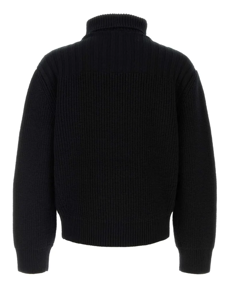 Dries van Noten Men Black Wool Marino Cardigan Exterior: Maglie Sweater Black