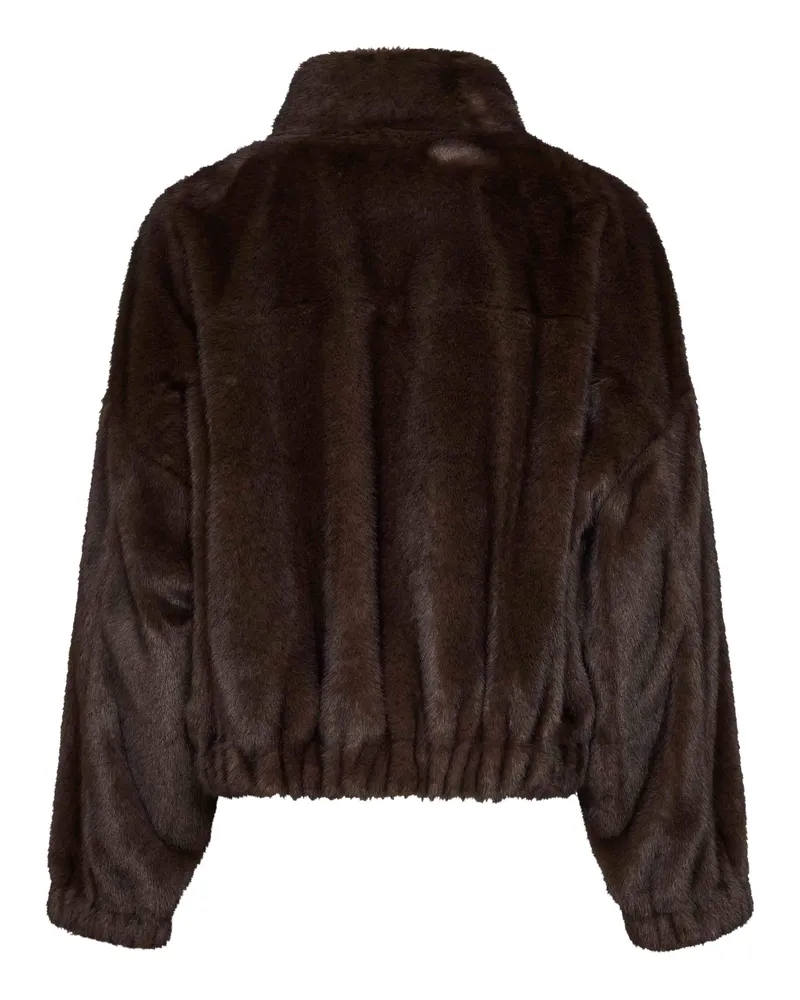 Max Mara Women's Short Faux-Fur Jacket Wkdanemone Brown Polyester Bomber Brown