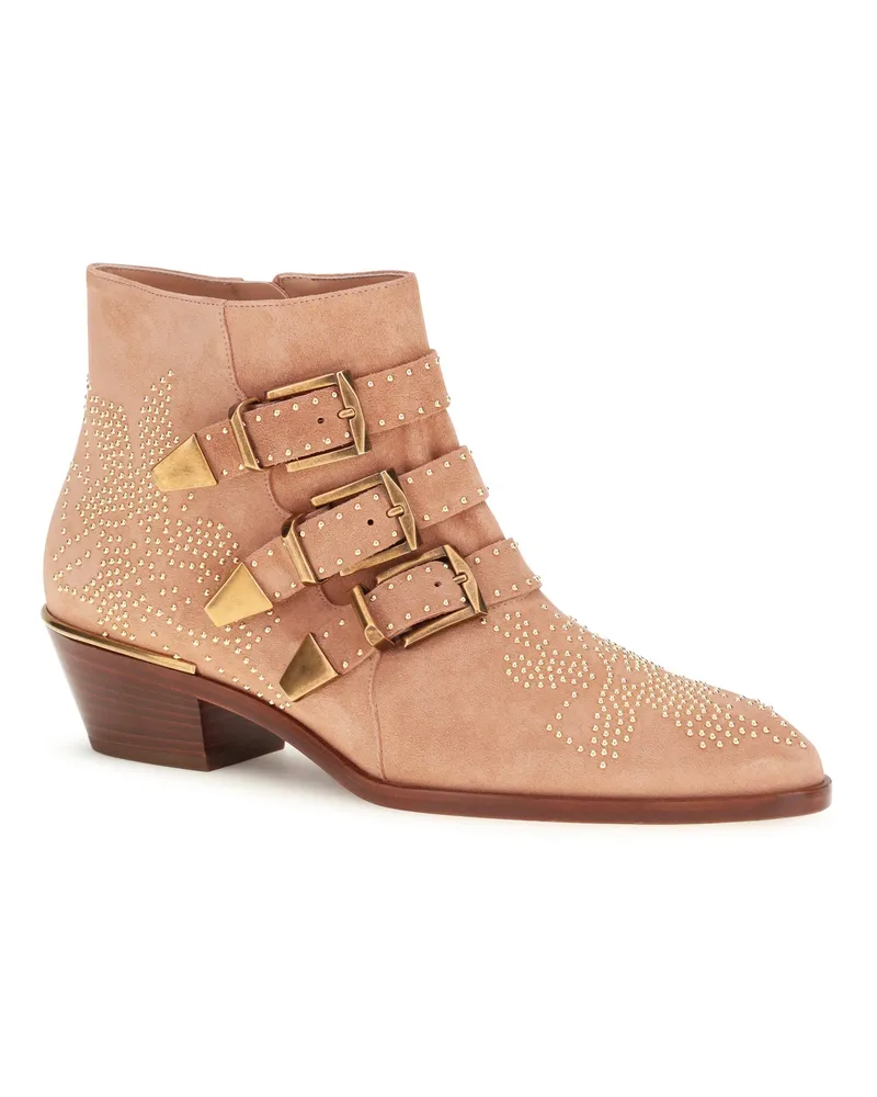 Chloé Women's Suede Susan Boots Dusty Rose Calf Leather Bos Taurus Dusty