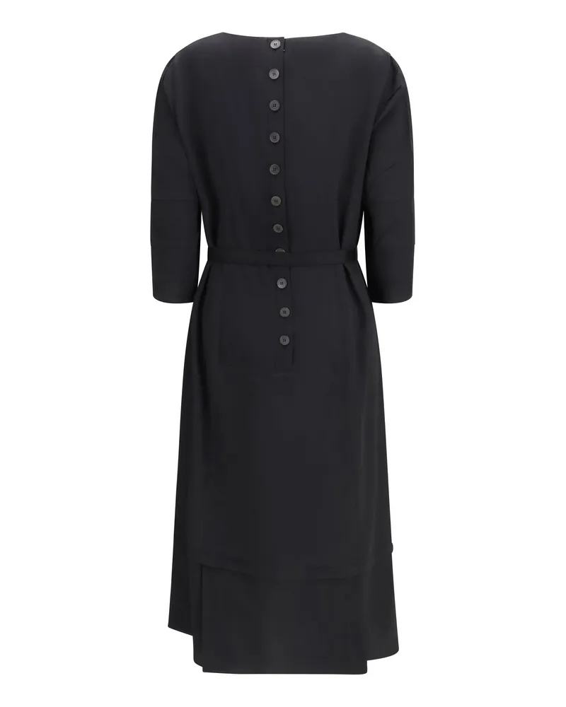 Prada Women's Midi Dress Wool-Silk Black Acetate Black